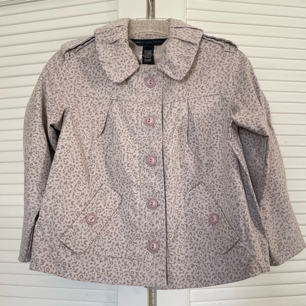 Marc By Marc Jacobs Pink Patterned Trench Coat Style Jacket Size S